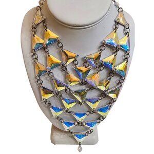 Vintage Rare All Mirrored Bib Necklace (A9431)